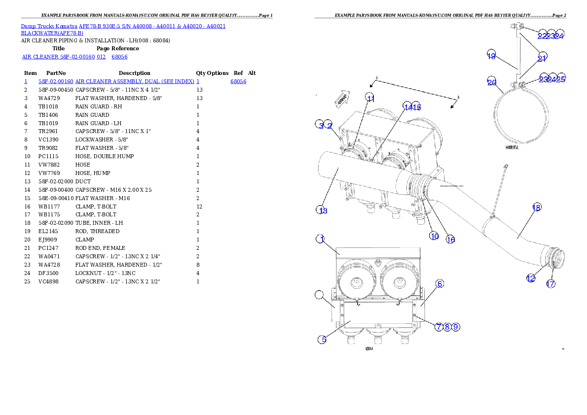 Protected: AFE78-B 930E-5 S/N A40008 – A40011 & A40020 – A40021  BLACKWATER Partsbook