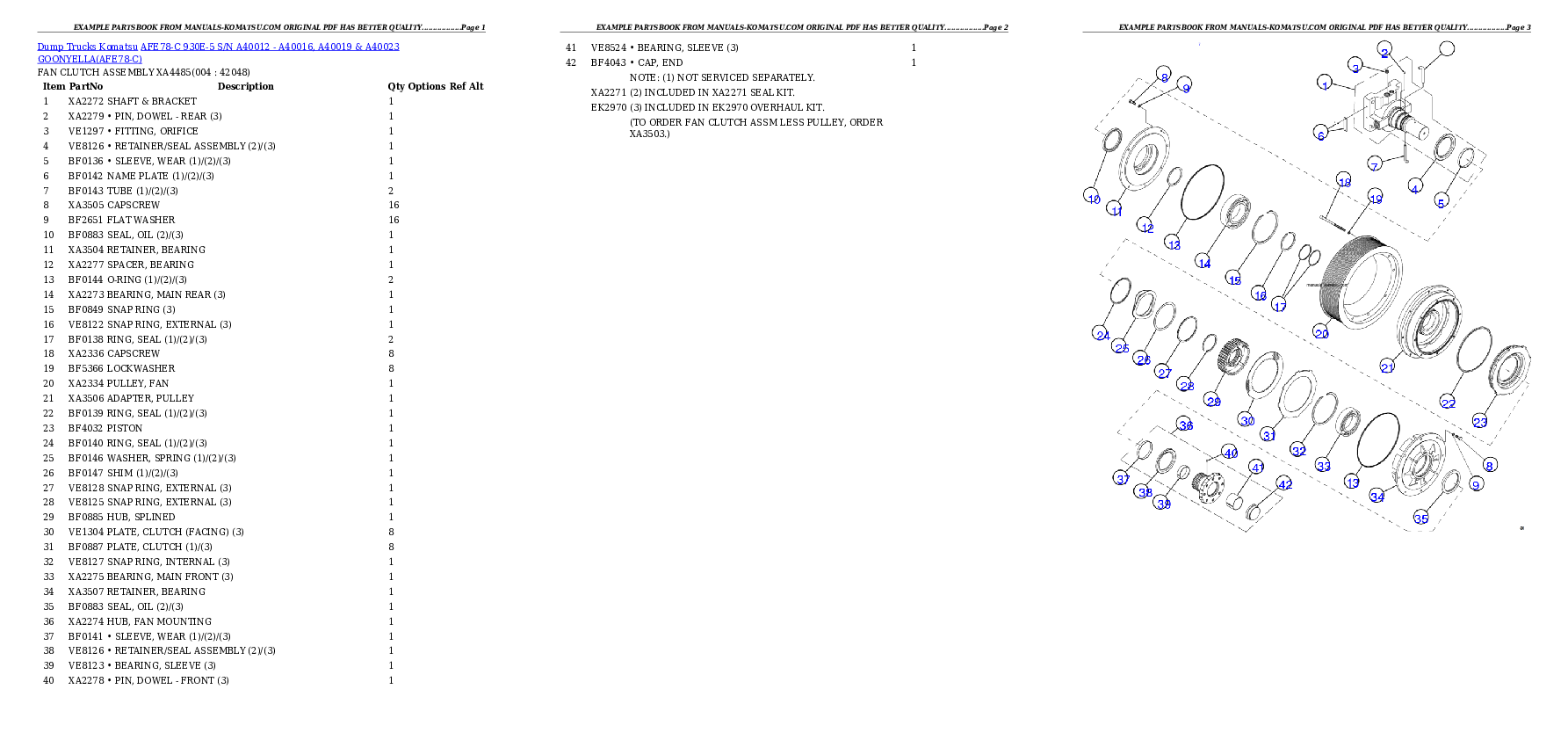 AFE78-C 930E-5 S/N A40012 - A40016, A40019 & A40023 GOONYELLA Partsbook