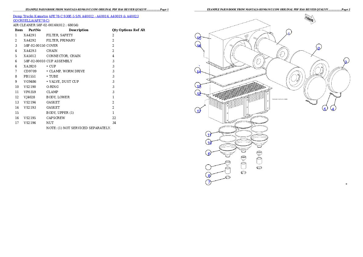 Protected: AFE78-C 930E-5 S/N A40012 – A40016, A40019 & A40023 GOONYELLA Partsbook