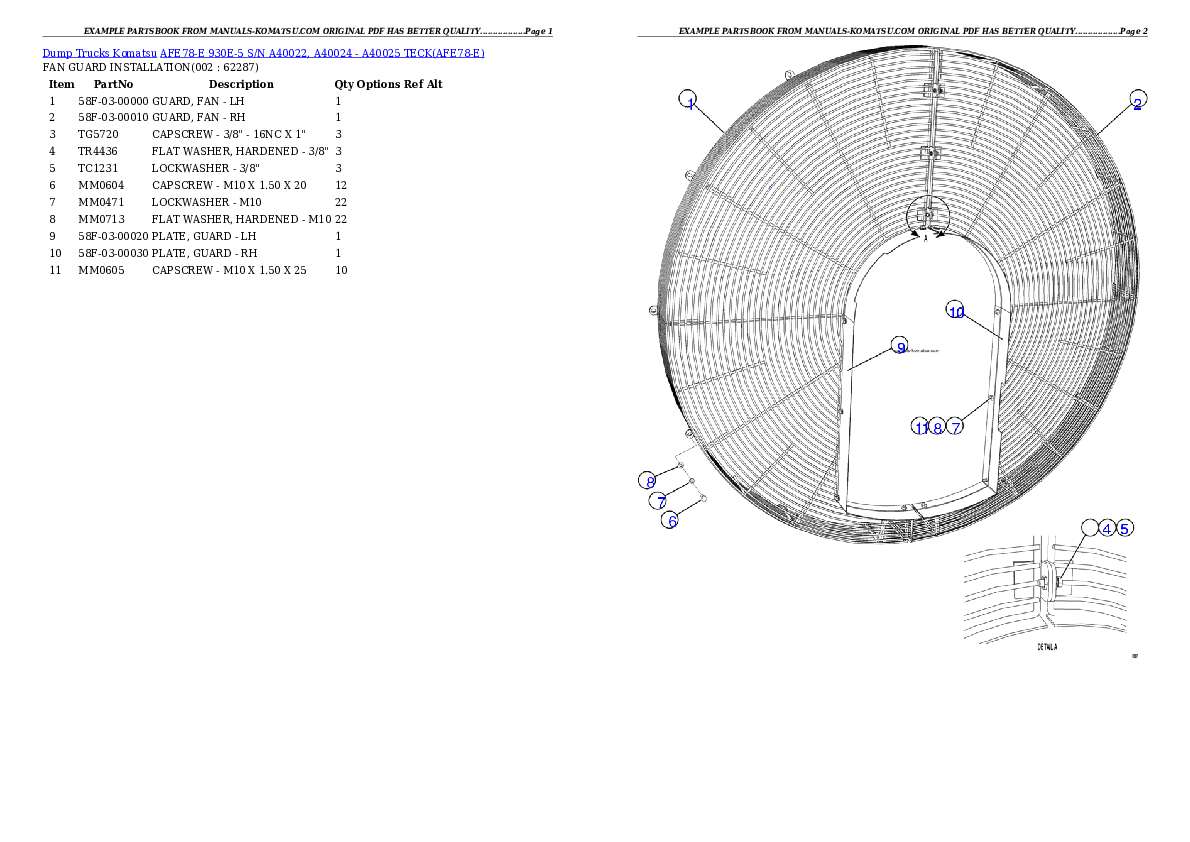 AFE78-E 930E-5 S/N A40022, A40024 - A40025  TECK Partsbook