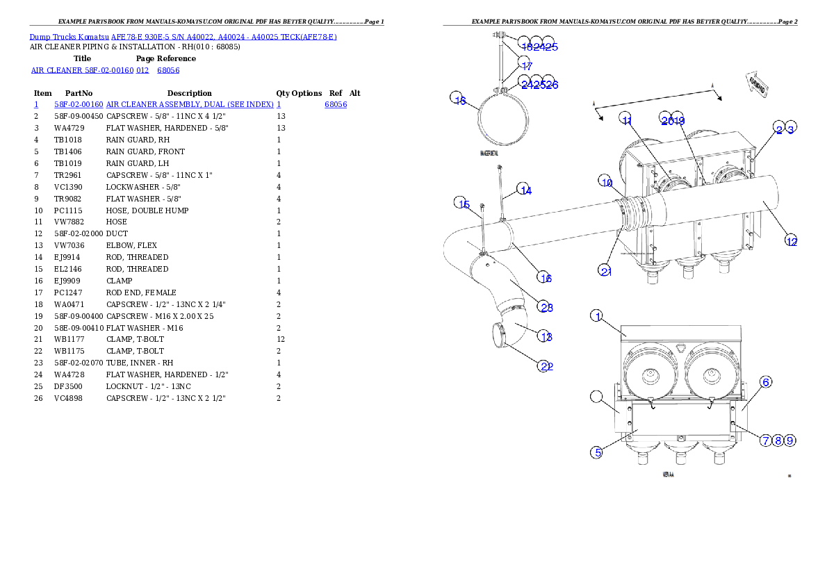Protected: AFE78-E 930E-5 S/N A40022, A40024 – A40025  TECK Partsbook