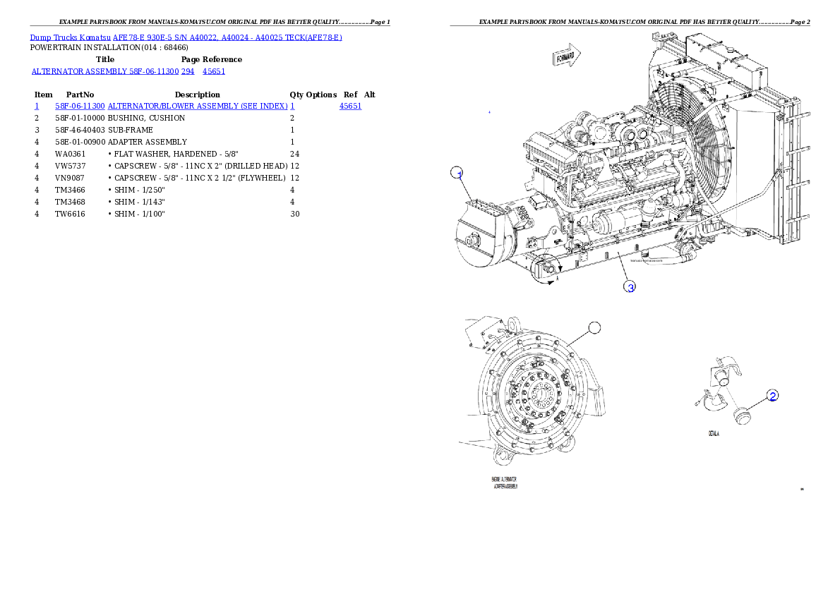 Protected: AFE78-E 930E-5 S/N A40022, A40024 – A40025  TECK Partsbook