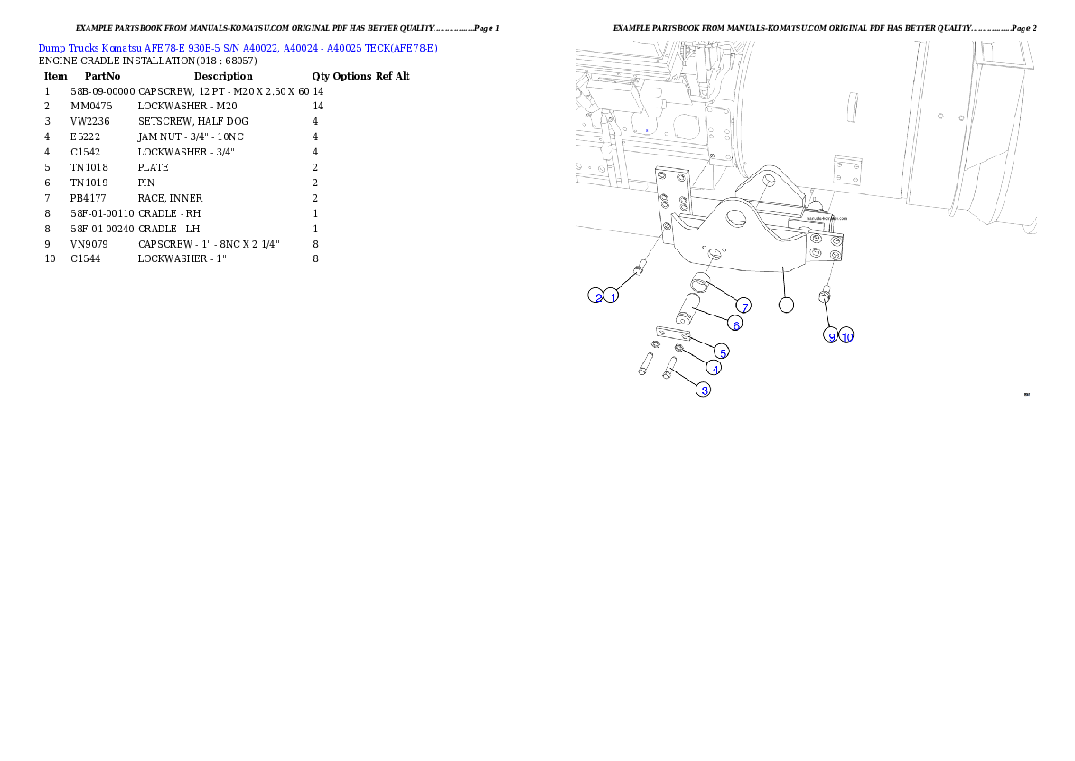 Protected: AFE78-E 930E-5 S/N A40022, A40024 – A40025  TECK Partsbook