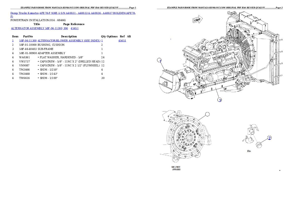Protected: AFE78-F 930E-5 S/N A40031 – A40033 & A40036 – A40037  BOLIDEN Partsbook