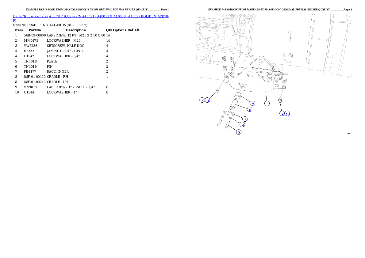 Protected: AFE78-F 930E-5 S/N A40031 – A40033 & A40036 – A40037  BOLIDEN Partsbook