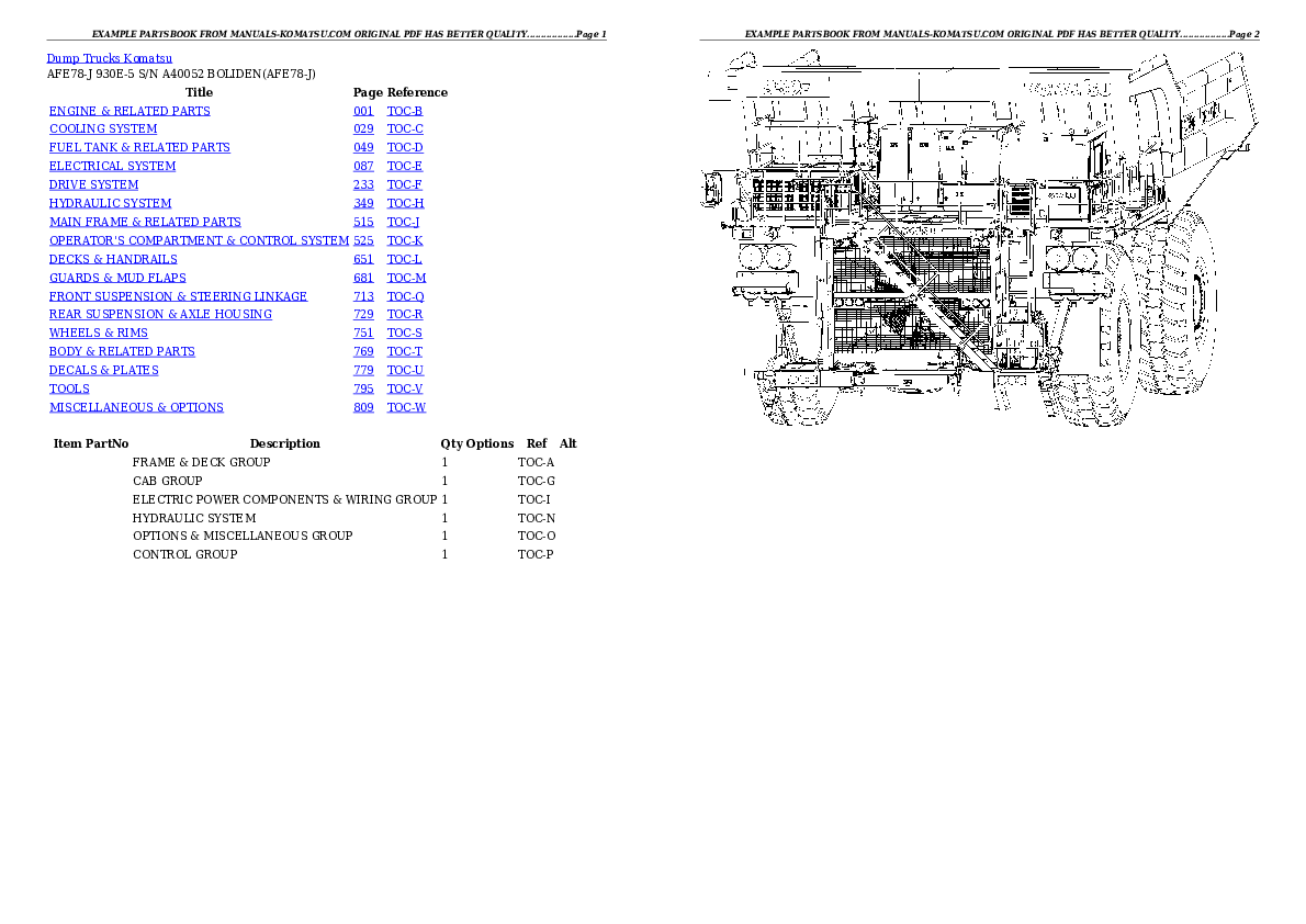 AFE78-J 930E-5 S/N A40052 BOLIDEN Partsbook