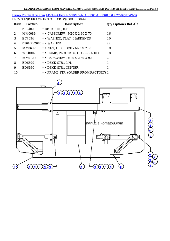 Protected: AFP49-A thru E  530M  S/N A30001-A30008 (DH627-0) Partsbook