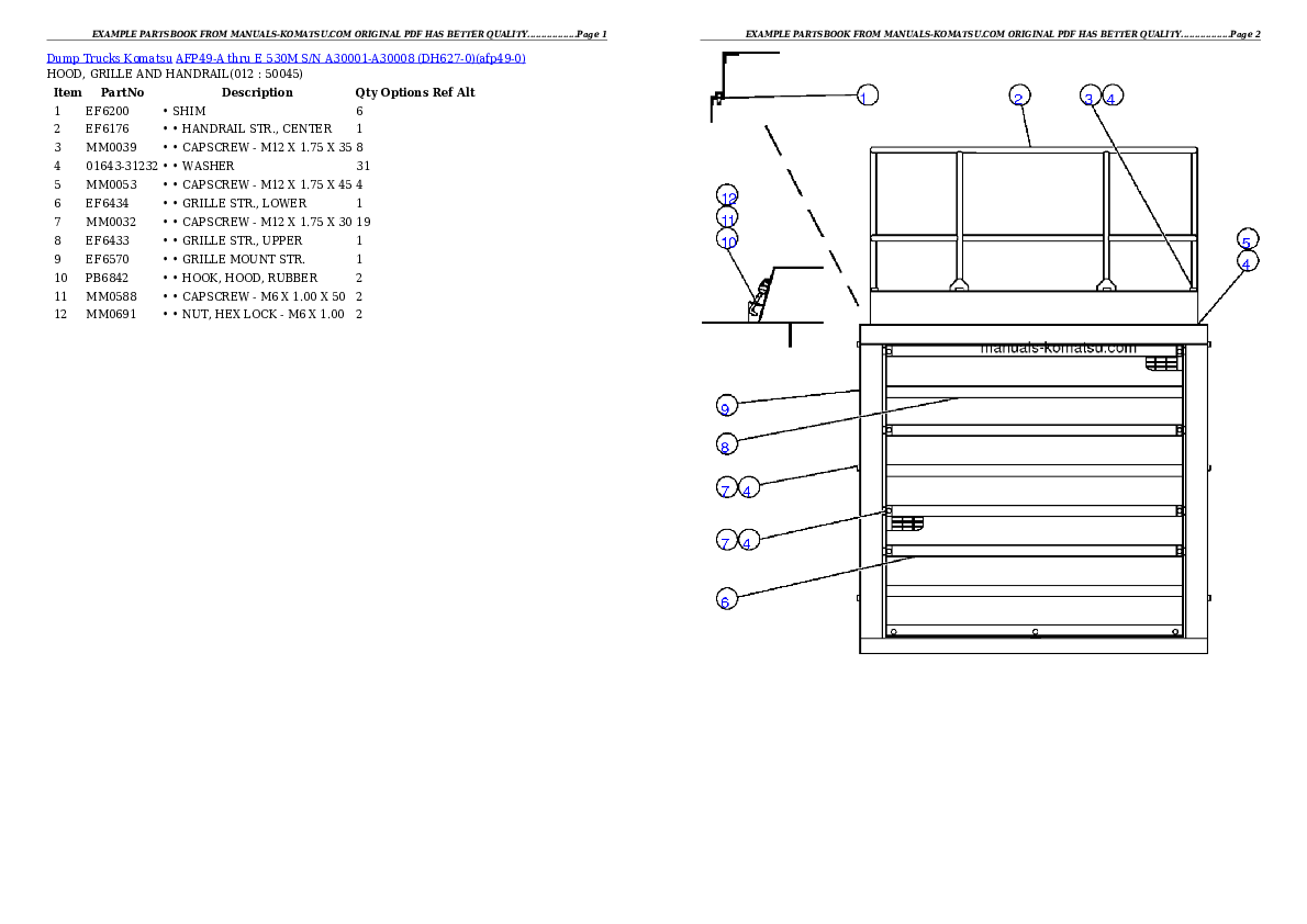 Protected: AFP49-A thru E  530M  S/N A30001-A30008 (DH627-0) Partsbook