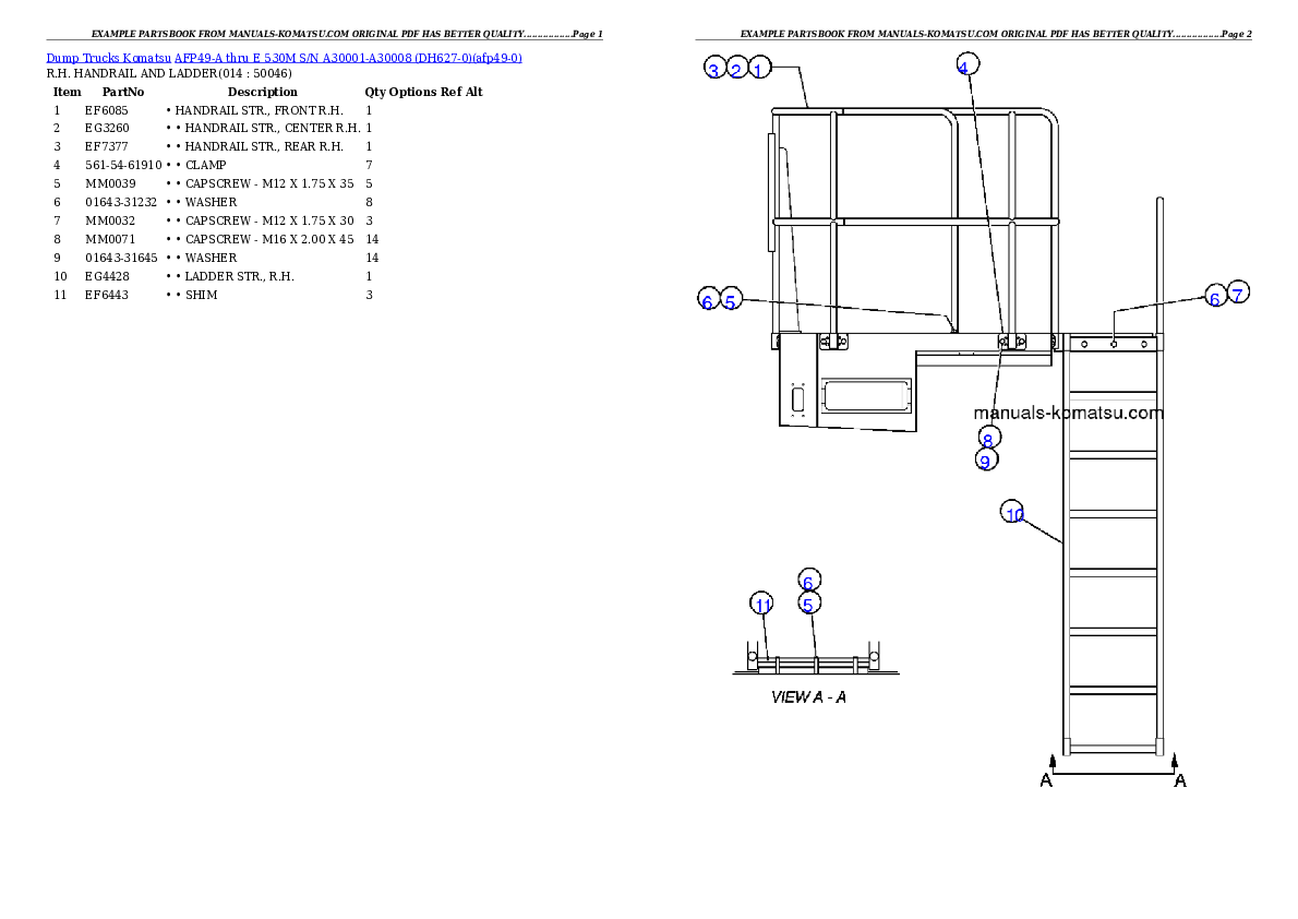 Protected: AFP49-A thru E  530M  S/N A30001-A30008 (DH627-0) Partsbook
