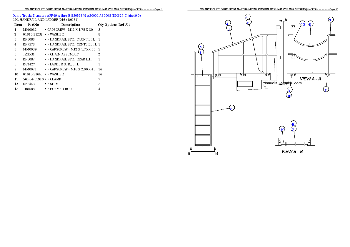 Protected: AFP49-A thru E  530M  S/N A30001-A30008 (DH627-0) Partsbook