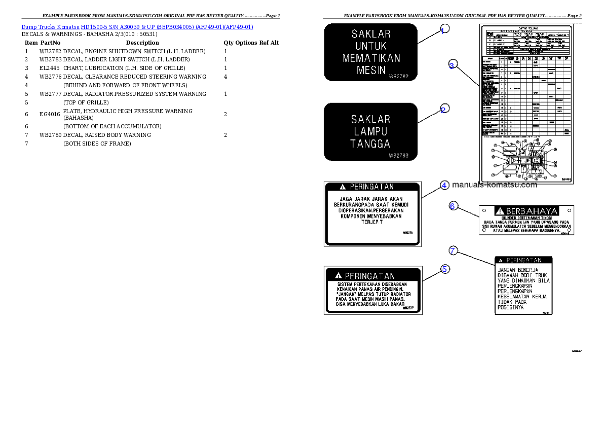 Protected: HD1500-5 S/N A30039 & UP (BEPB034005) (AFP49-01) Partsbook