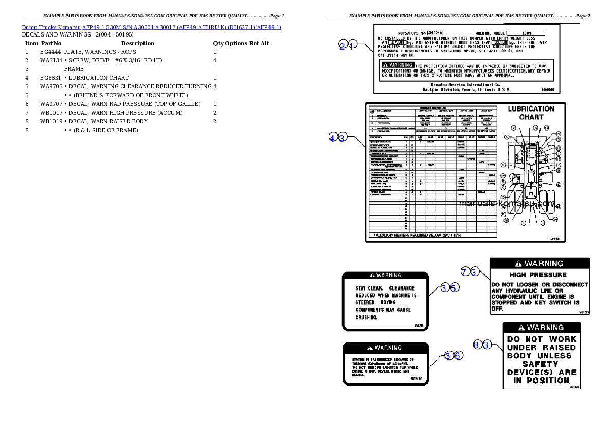 AFP49-1  530M S/N A30001-A30017 (AFP49-A THRU K)  (DH627-1) Partsbook