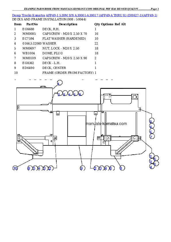 Protected: AFP49-1  530M S/N A30001-A30017 (AFP49-A THRU K)  (DH627-1) Partsbook