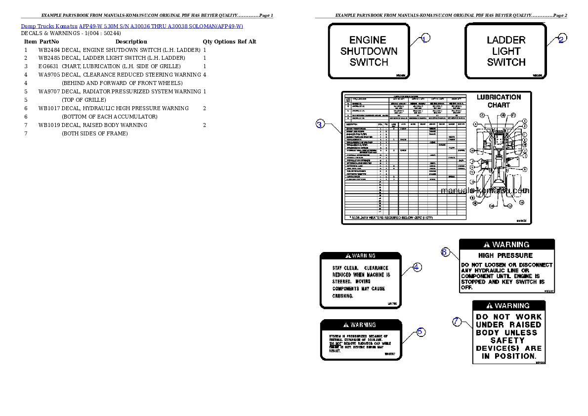 AFP49-W  530M  S/N A30036 THRU A30038 SOLOMAN Partsbook