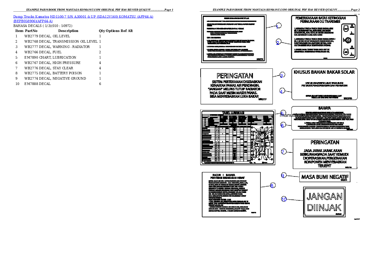 Protected: HD1500-7 S/N A30001 & UP (SDA12V160)  KOMATSU (AFP64-A)  (BEPB058906) Partsbook