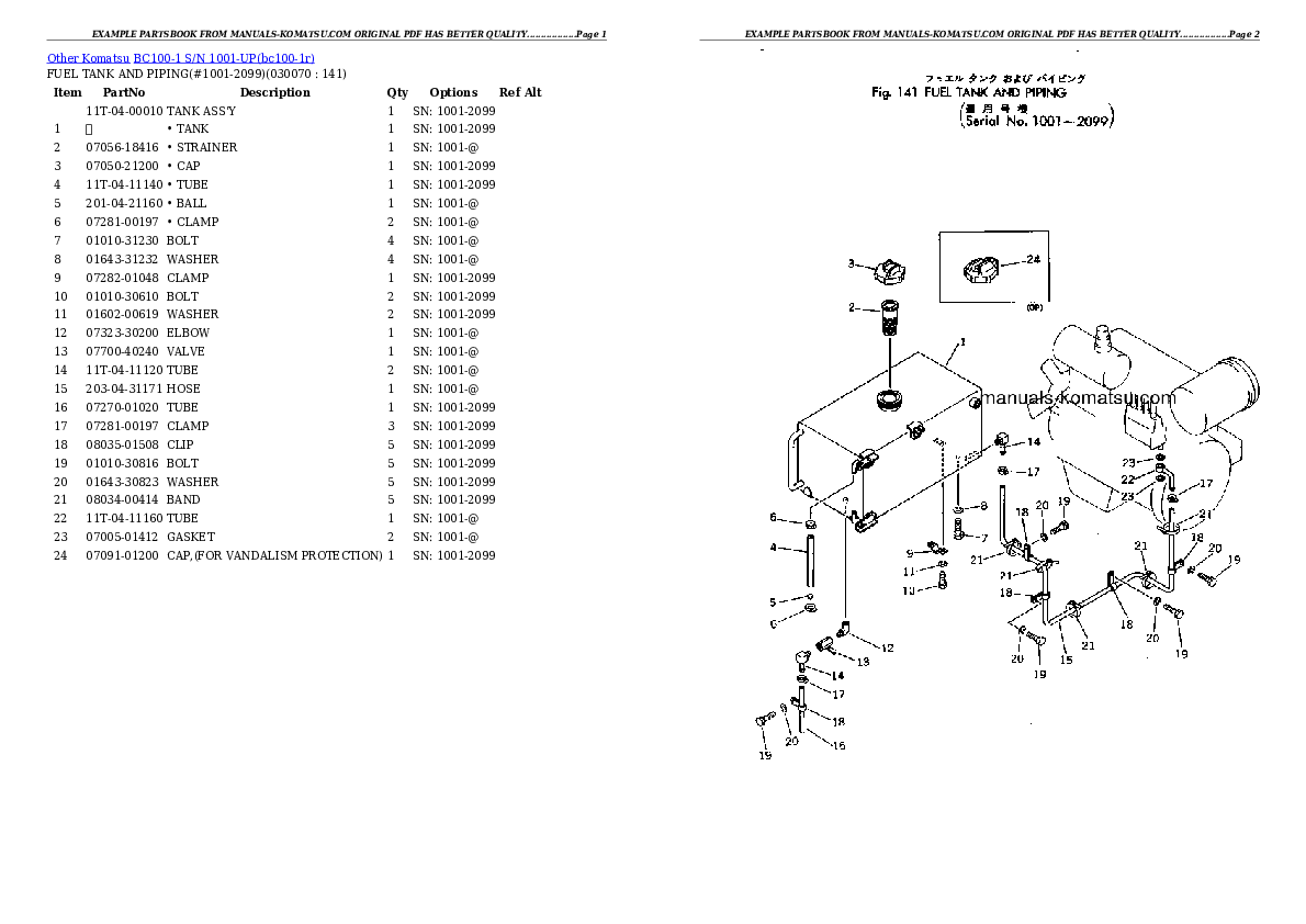Protected: BC100-1 S/N 1001-UP Partsbook