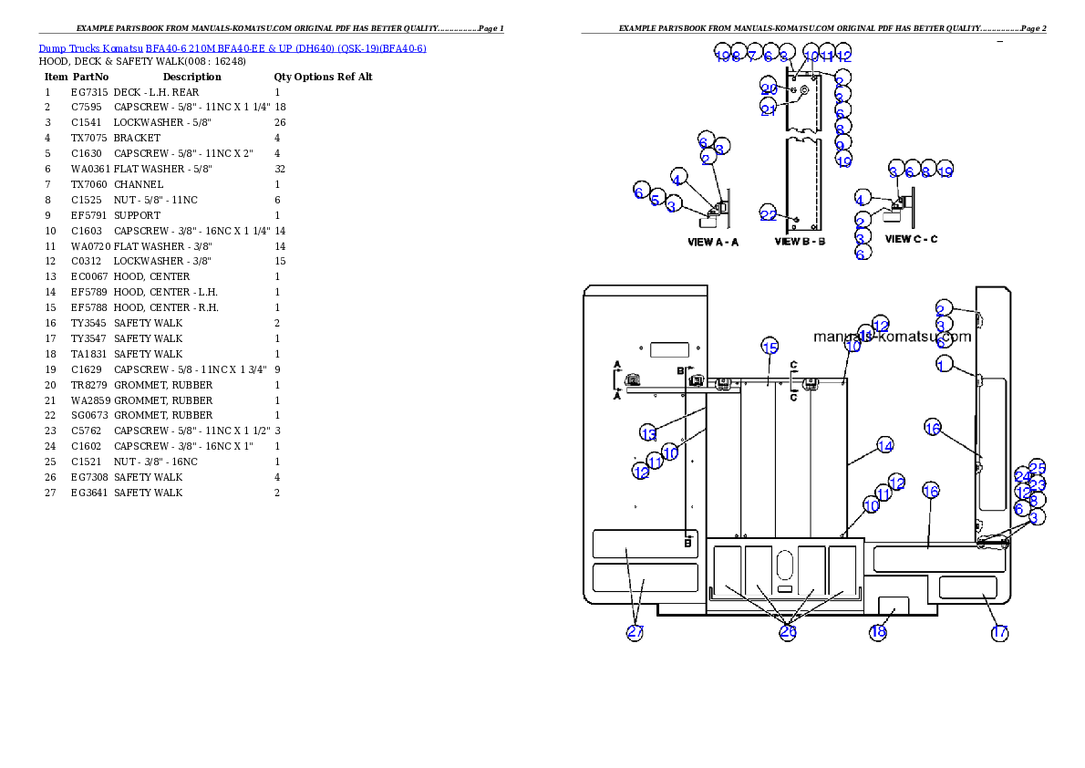 Protected: BFA40-6  210M  BFA40-EE & UP (DH640) (QSK-19) Partsbook