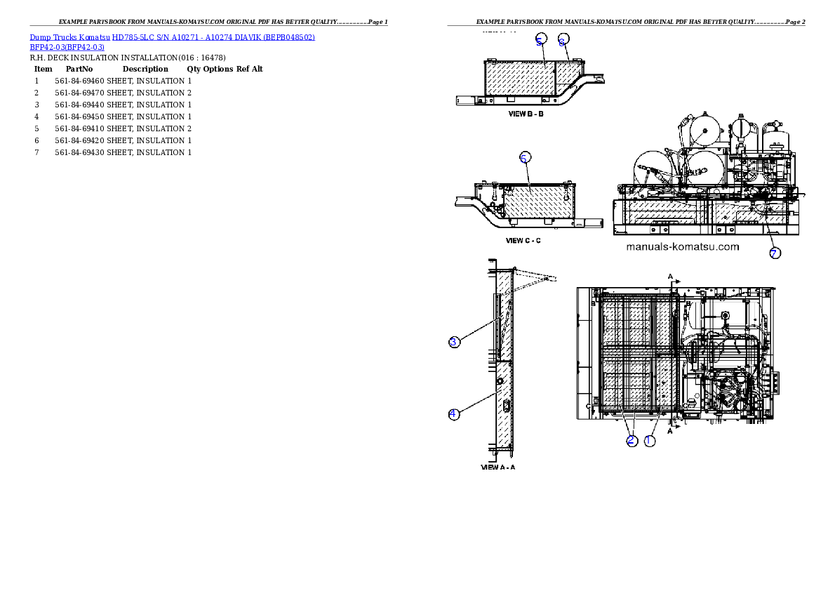 Protected: HD785-5LC S/N A10271 – A10274        DIAVIK (BEPB048502) BFP42-03 Partsbook