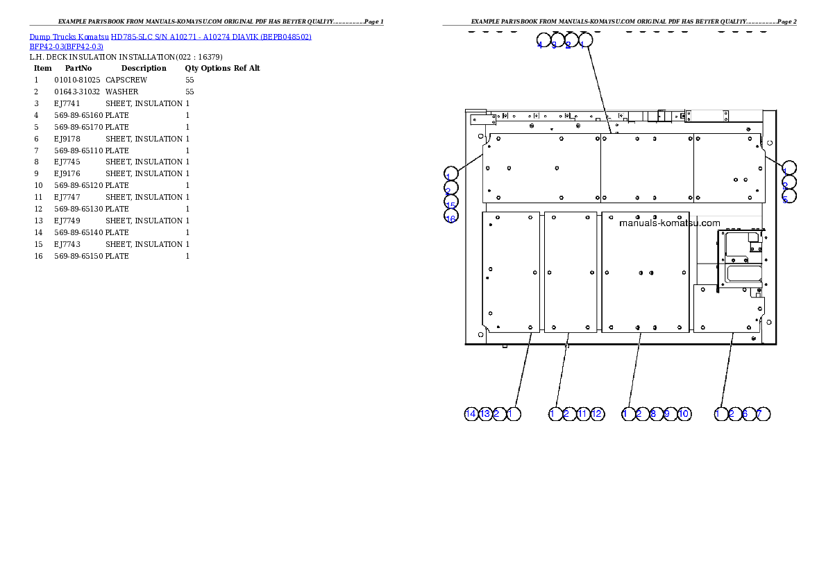 Protected: HD785-5LC S/N A10271 – A10274        DIAVIK (BEPB048502) BFP42-03 Partsbook