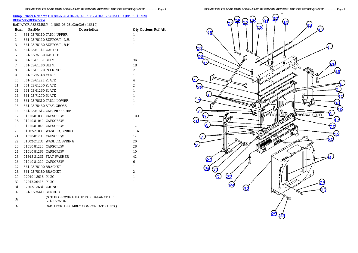 Protected: HD785-5LC A10224, A10228 – A10315     KOMATSU (BEPB010709) BFP42-05 Partsbook