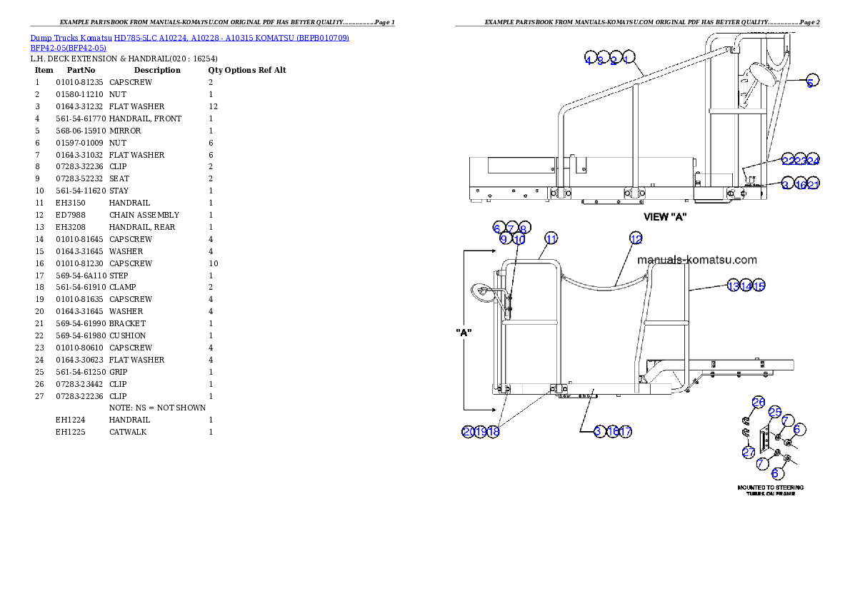Protected: HD785-5LC A10224, A10228 – A10315     KOMATSU (BEPB010709) BFP42-05 Partsbook