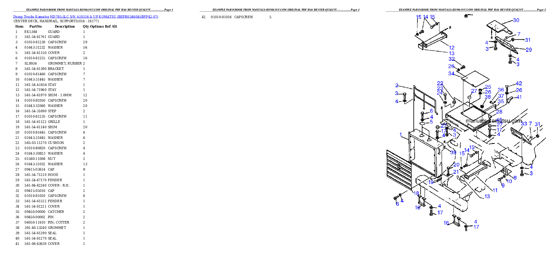 Protected: HD785-5LC S/N A10316 & UP      KOMATSU (BEPB034604) Partsbook