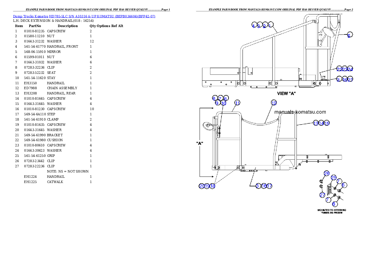 Protected: HD785-5LC S/N A10316 & UP      KOMATSU (BEPB034604) Partsbook