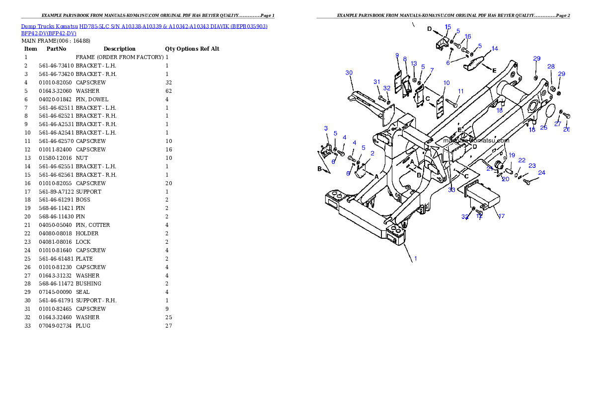 Protected: HD785-5LC S/N A10338-A10339 & A10342-A10343     DIAVIK (BEPB035903) BFP42-DV Partsbook
