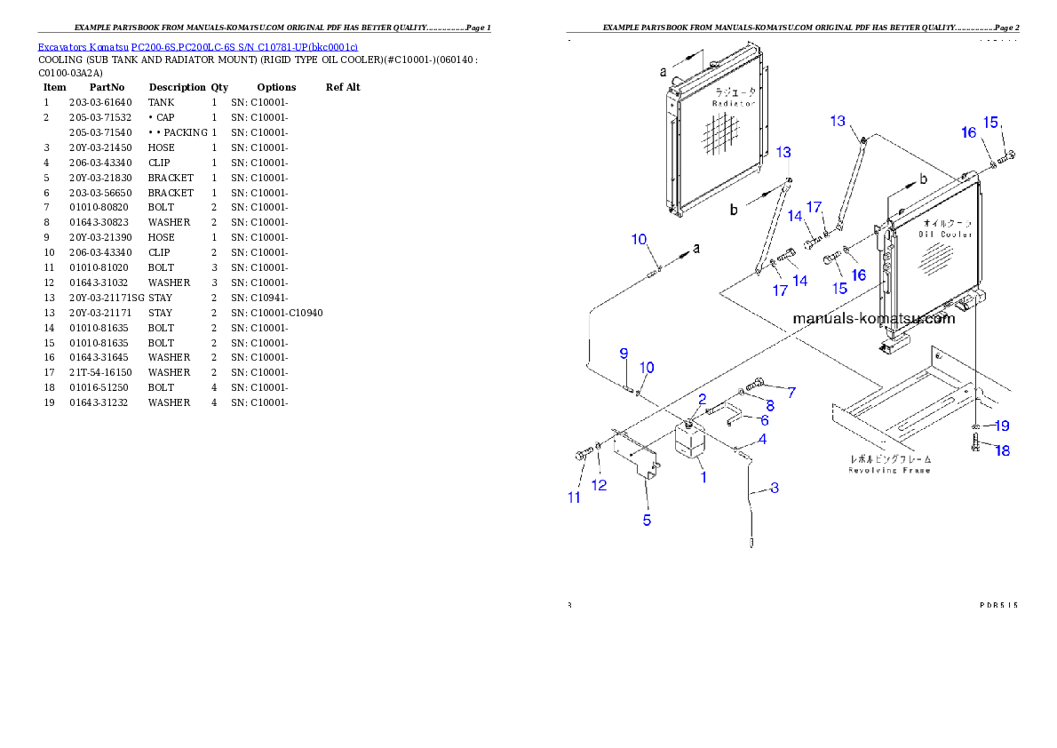 Protected: PC200-6S,PC200LC-6S  S/N  C10781-UP Partsbook