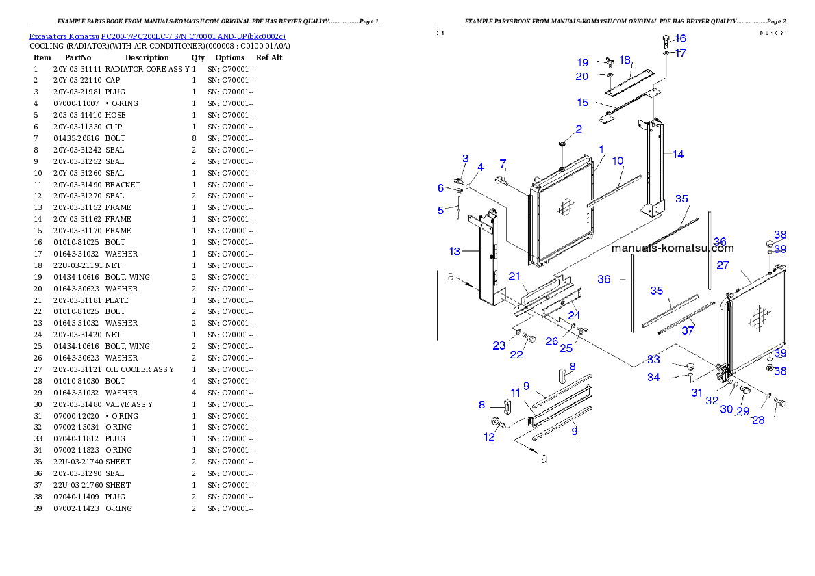 Protected: PC200-7/PC200LC-7 S/N C70001 AND-UP Partsbook