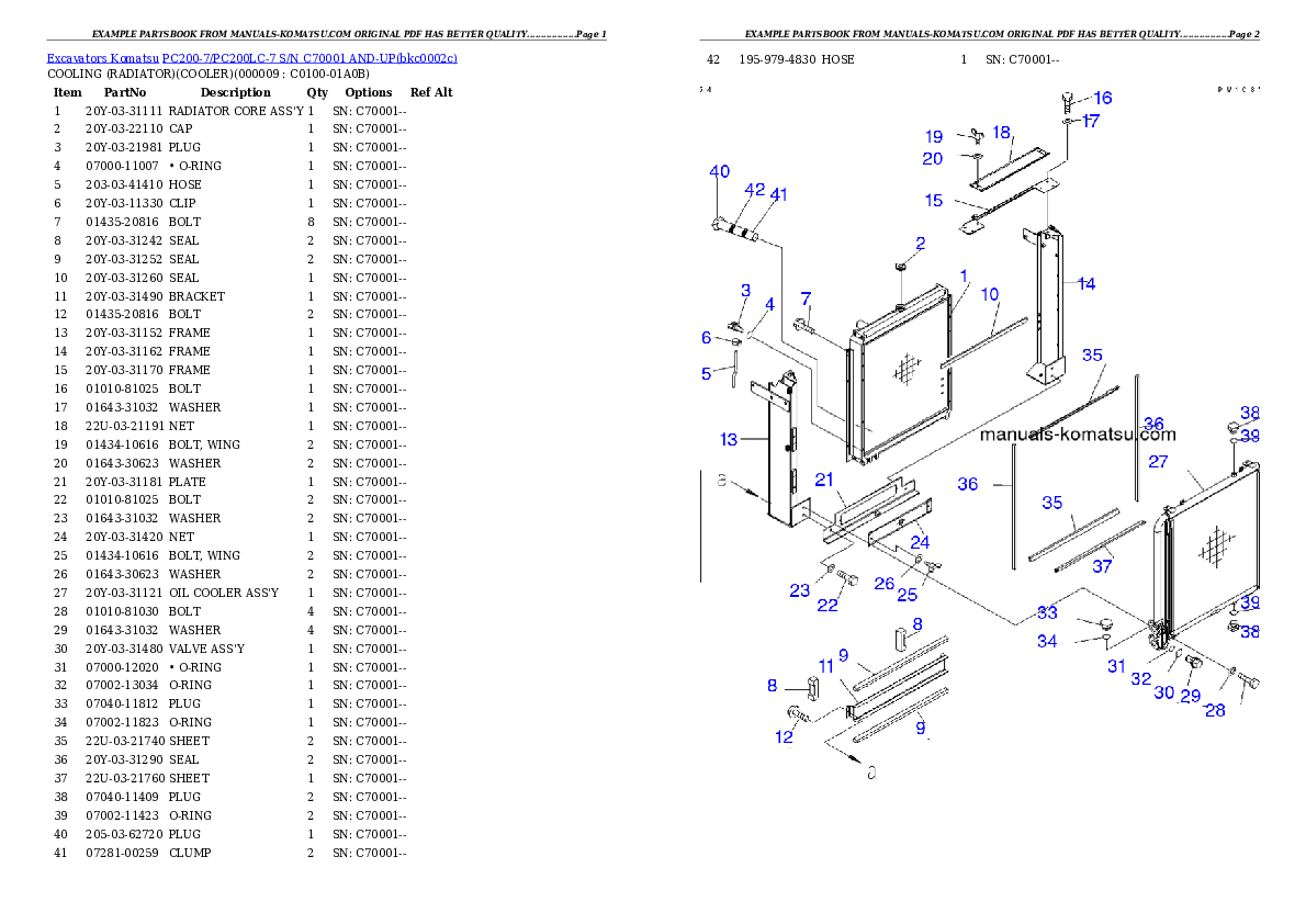 Protected: PC200-7/PC200LC-7 S/N C70001 AND-UP Partsbook