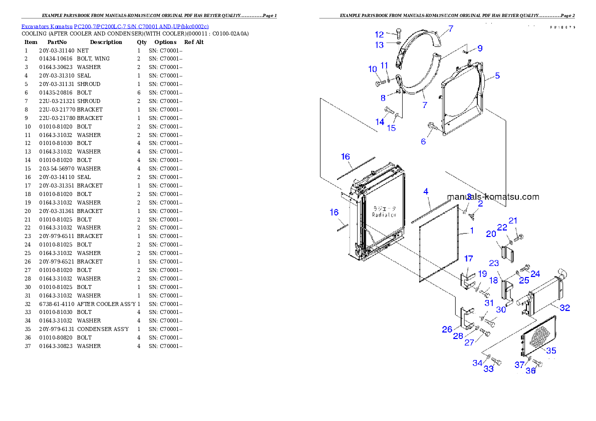 Protected: PC200-7/PC200LC-7 S/N C70001 AND-UP Partsbook