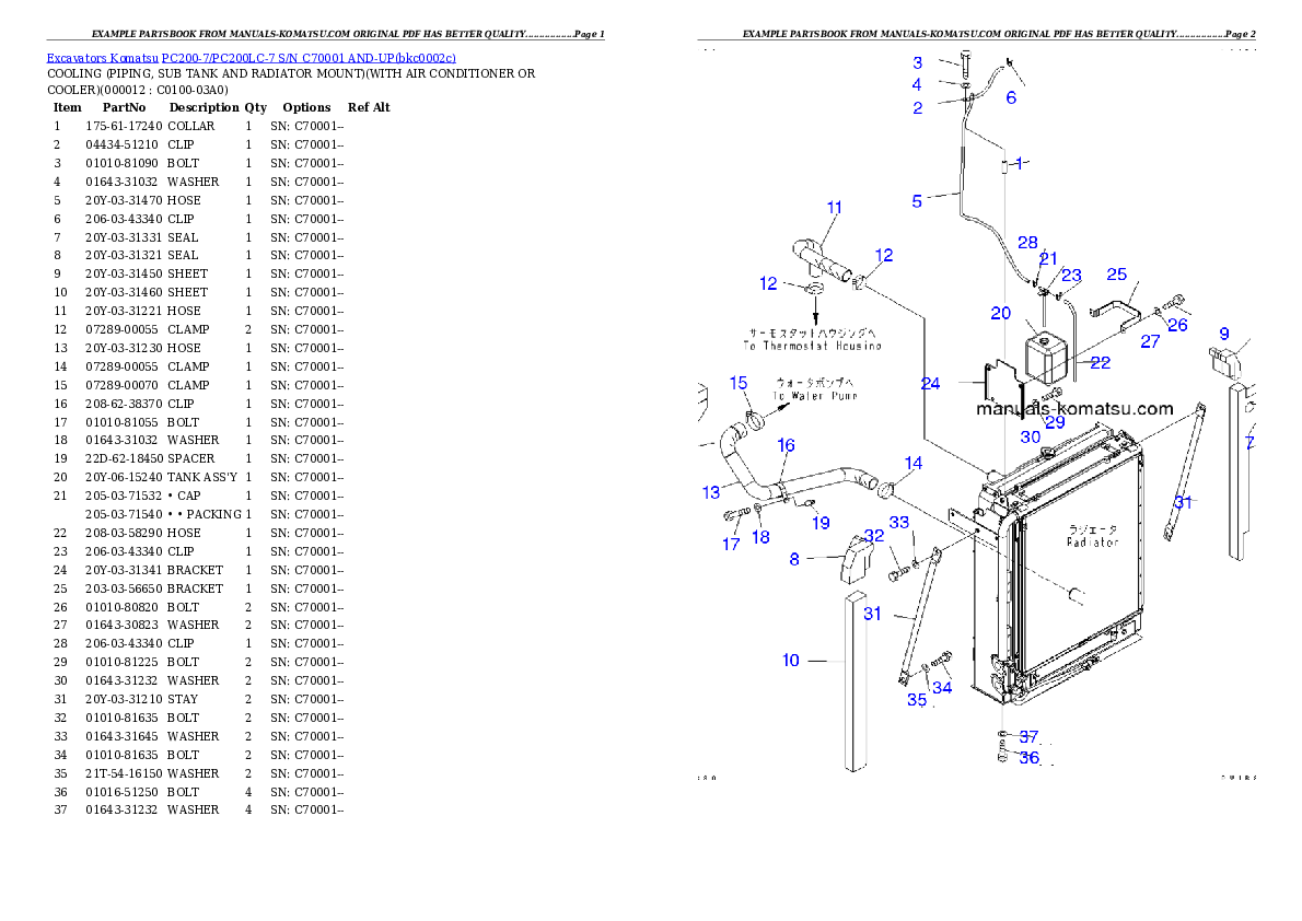 Protected: PC200-7/PC200LC-7 S/N C70001 AND-UP Partsbook