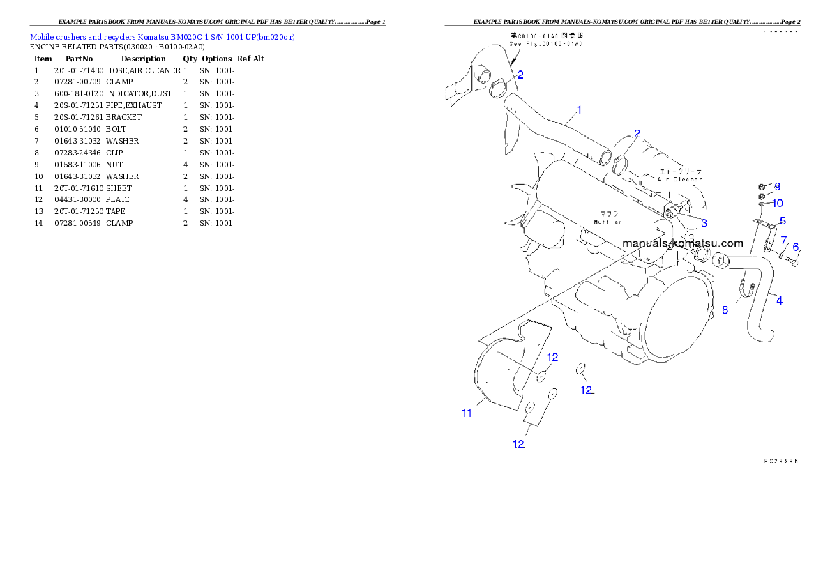 BM020C-1 S/N 1001-UP Partsbook