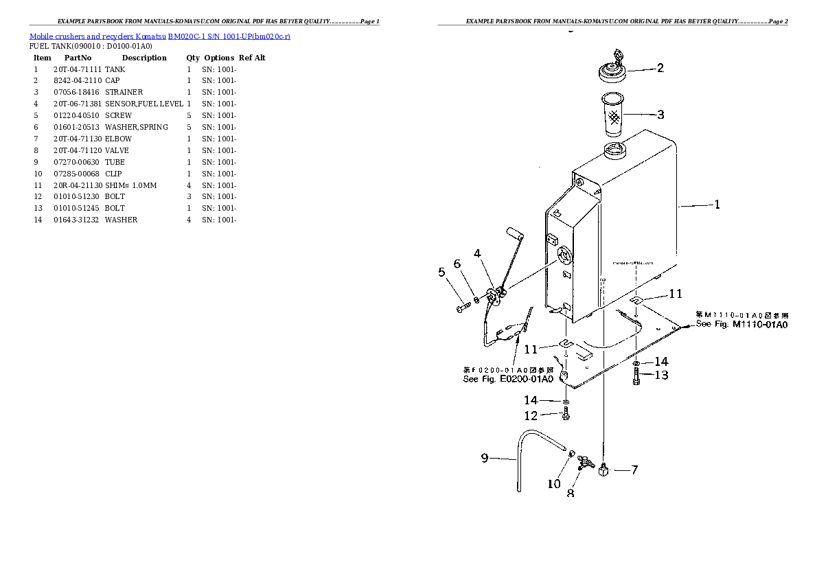 Protected: BM020C-1 S/N 1001-UP Partsbook