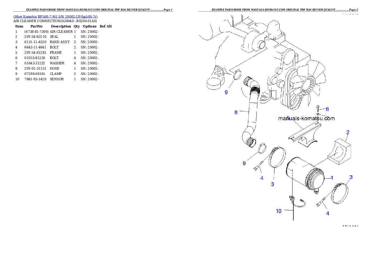 Protected: BP500-7-M1 S/N 20002-UP Partsbook