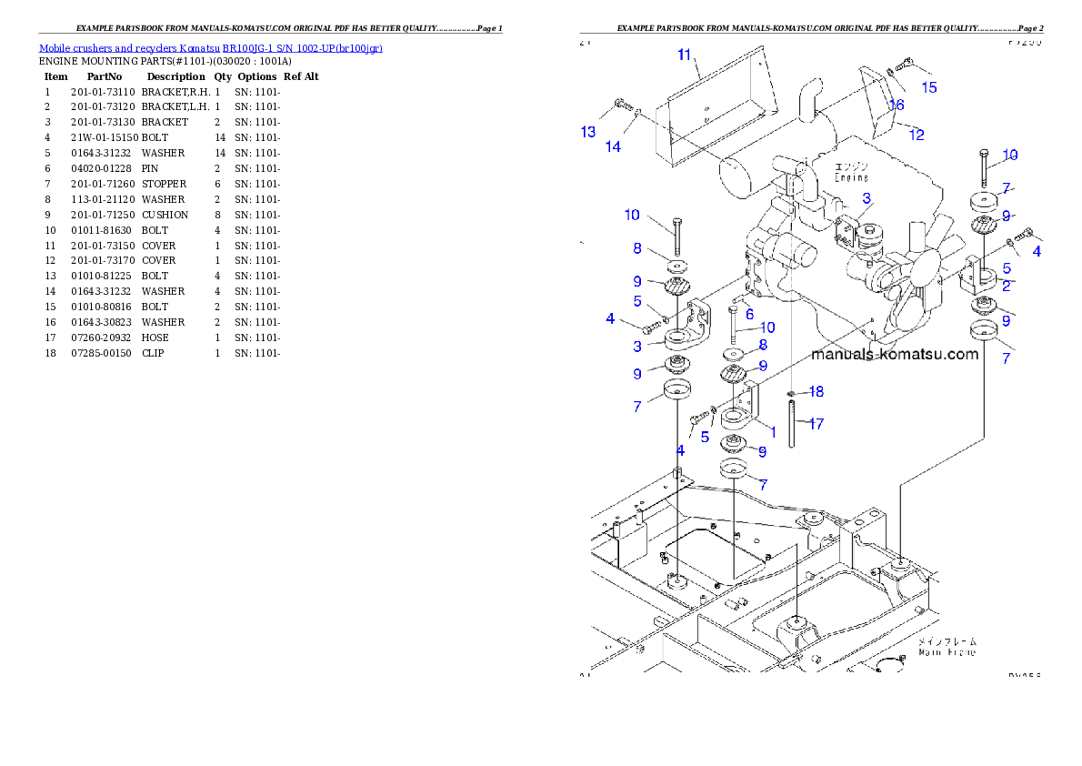 BR100JG-1 S/N 1002-UP Partsbook
