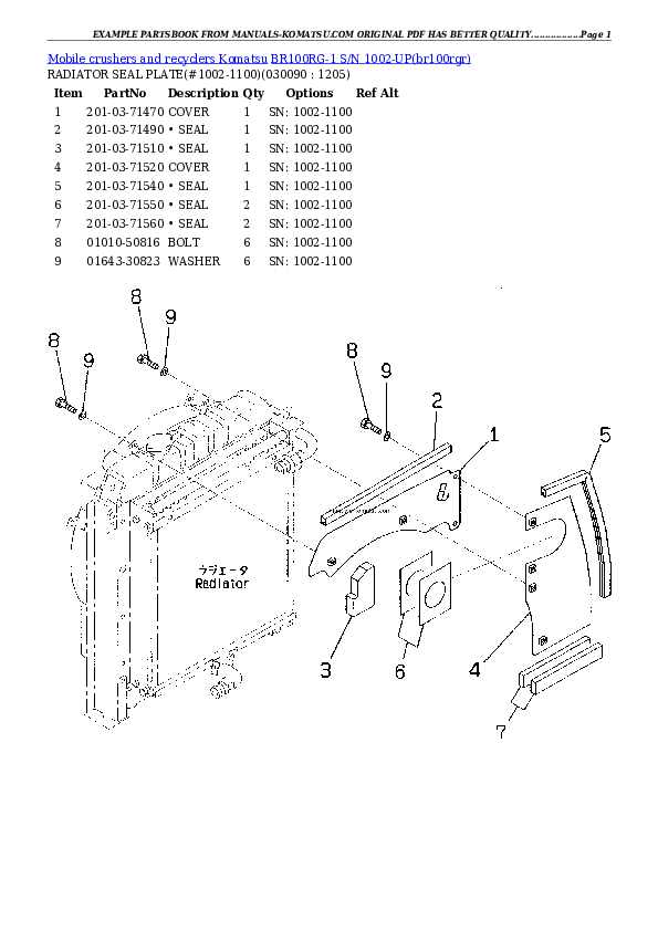 Protected: BR100RG-1 S/N 1002-UP Partsbook