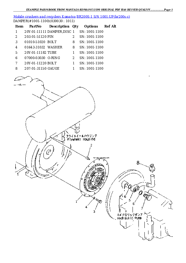 BR200S-1 S/N 1001-UP Partsbook