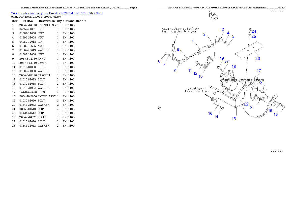 BR200T-1 S/N 1101-UP Partsbook
