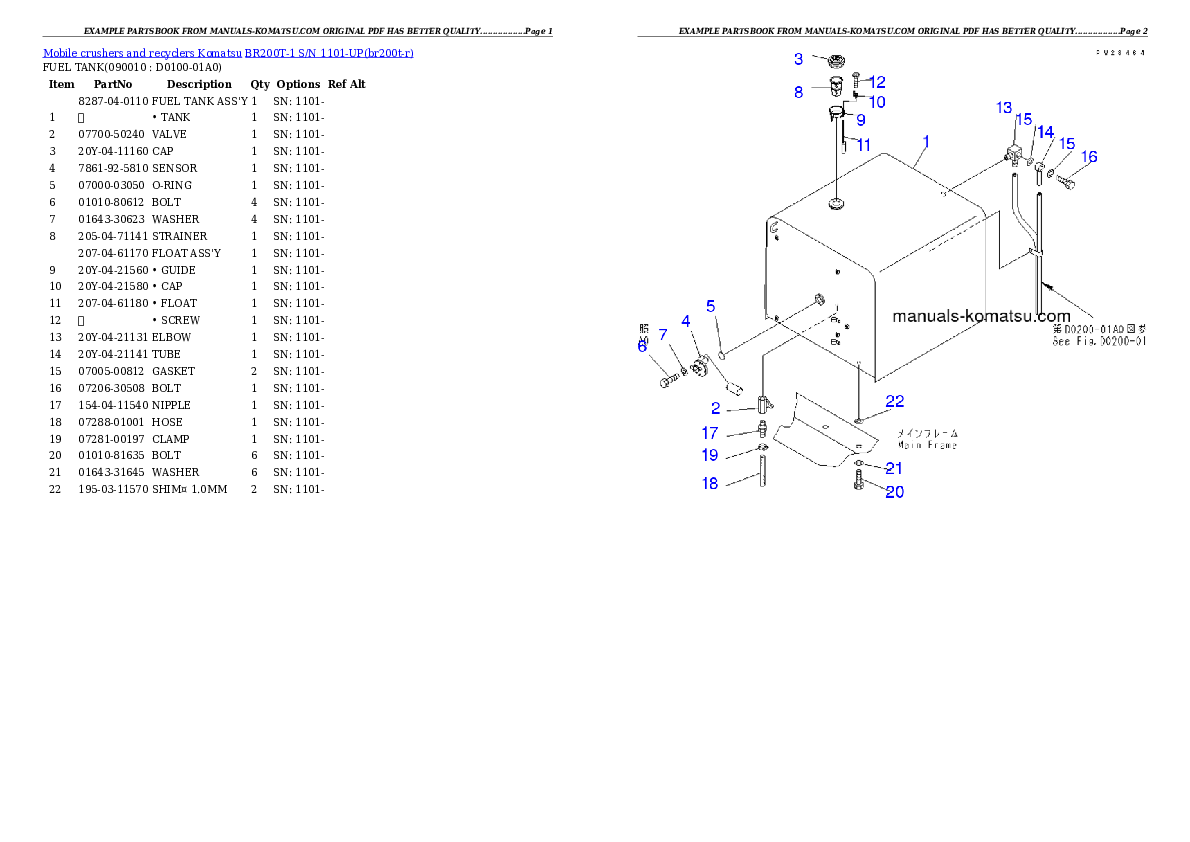 Protected: BR200T-1 S/N 1101-UP (Long Track Spec.) Partsbook