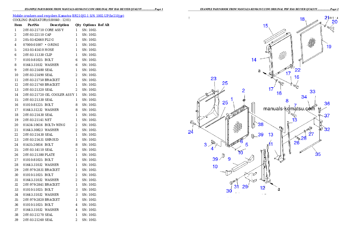 Protected: BR210JG-1 S/N 1002-UP Partsbook