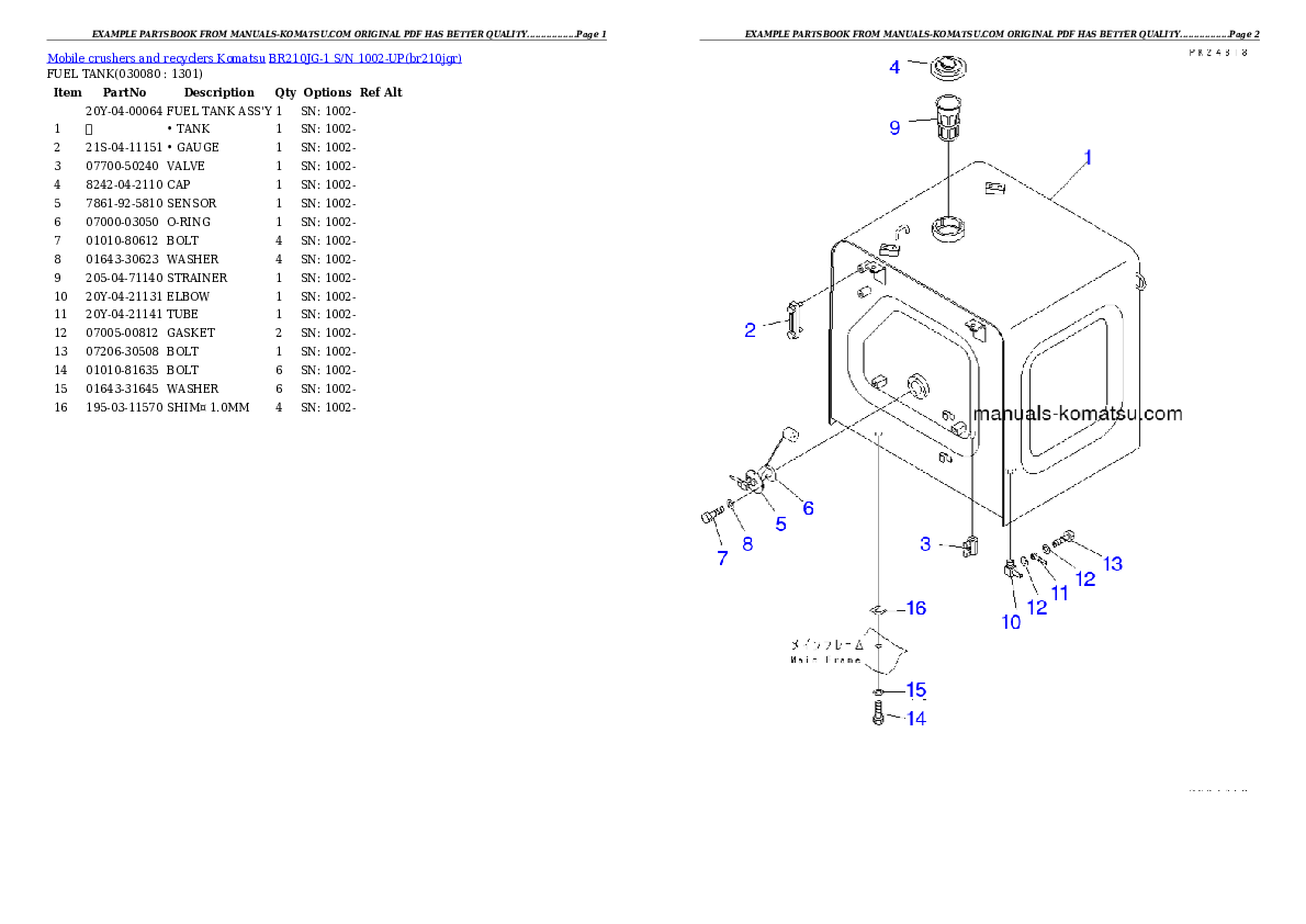 Protected: BR210JG-1 S/N 1002-UP Partsbook