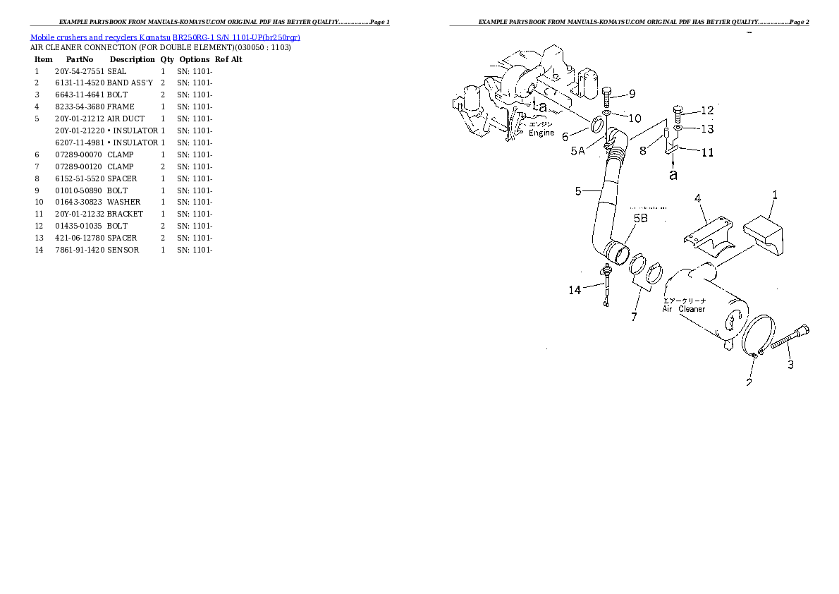 Protected: BR250RG-1 S/N 1101-UP Partsbook