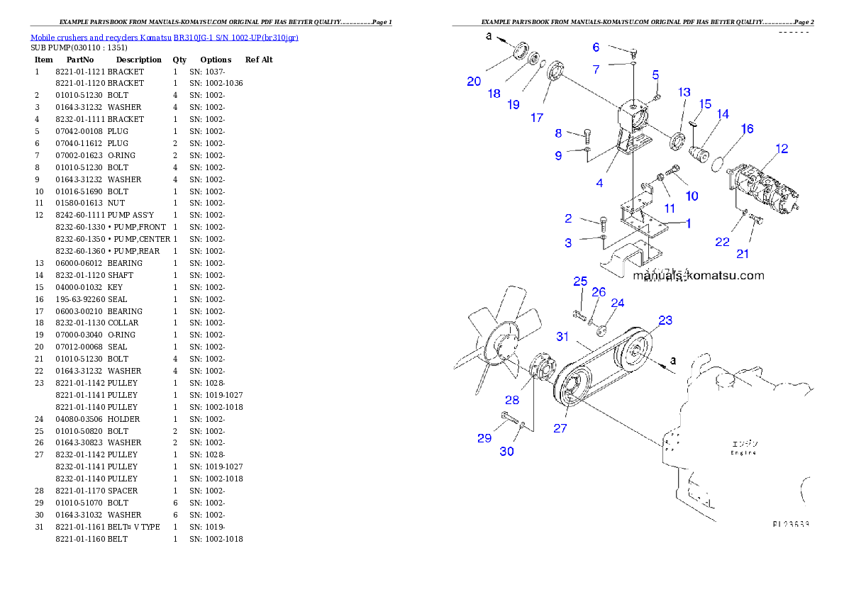 Protected: BR310JG-1 S/N 1002-UP Partsbook