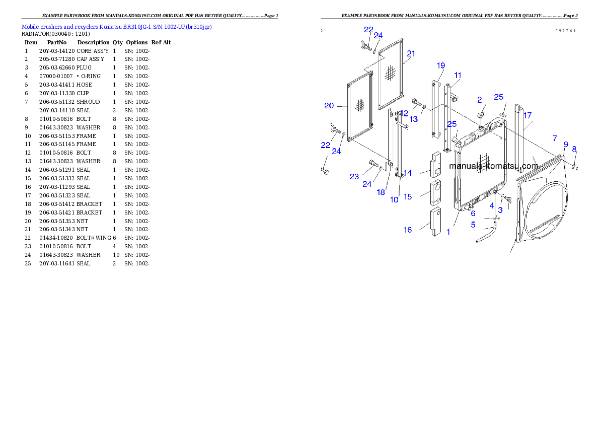 Protected: BR310JG-1 S/N 1002-UP Partsbook