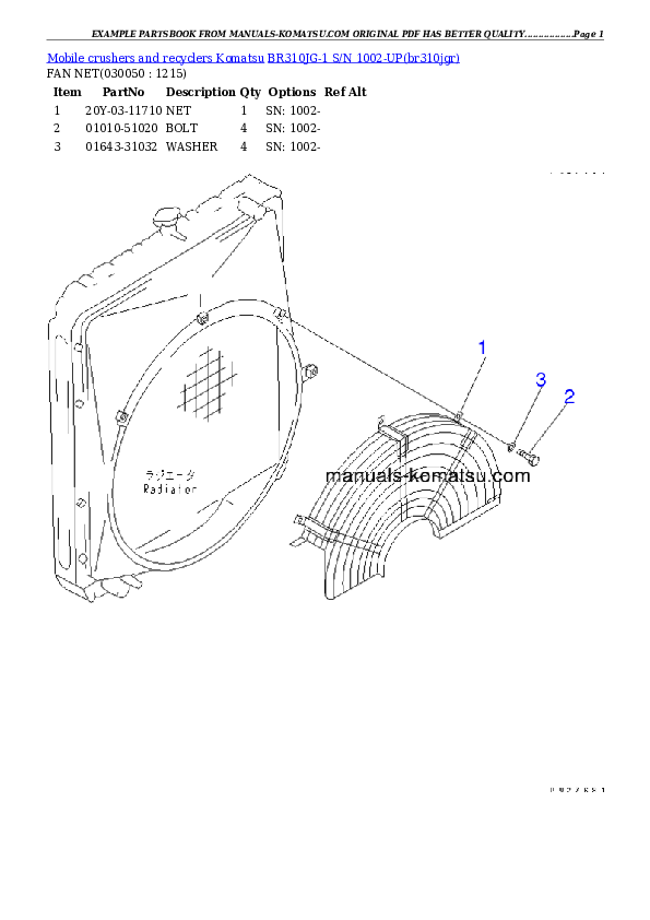 Protected: BR310JG-1 S/N 1002-UP Partsbook