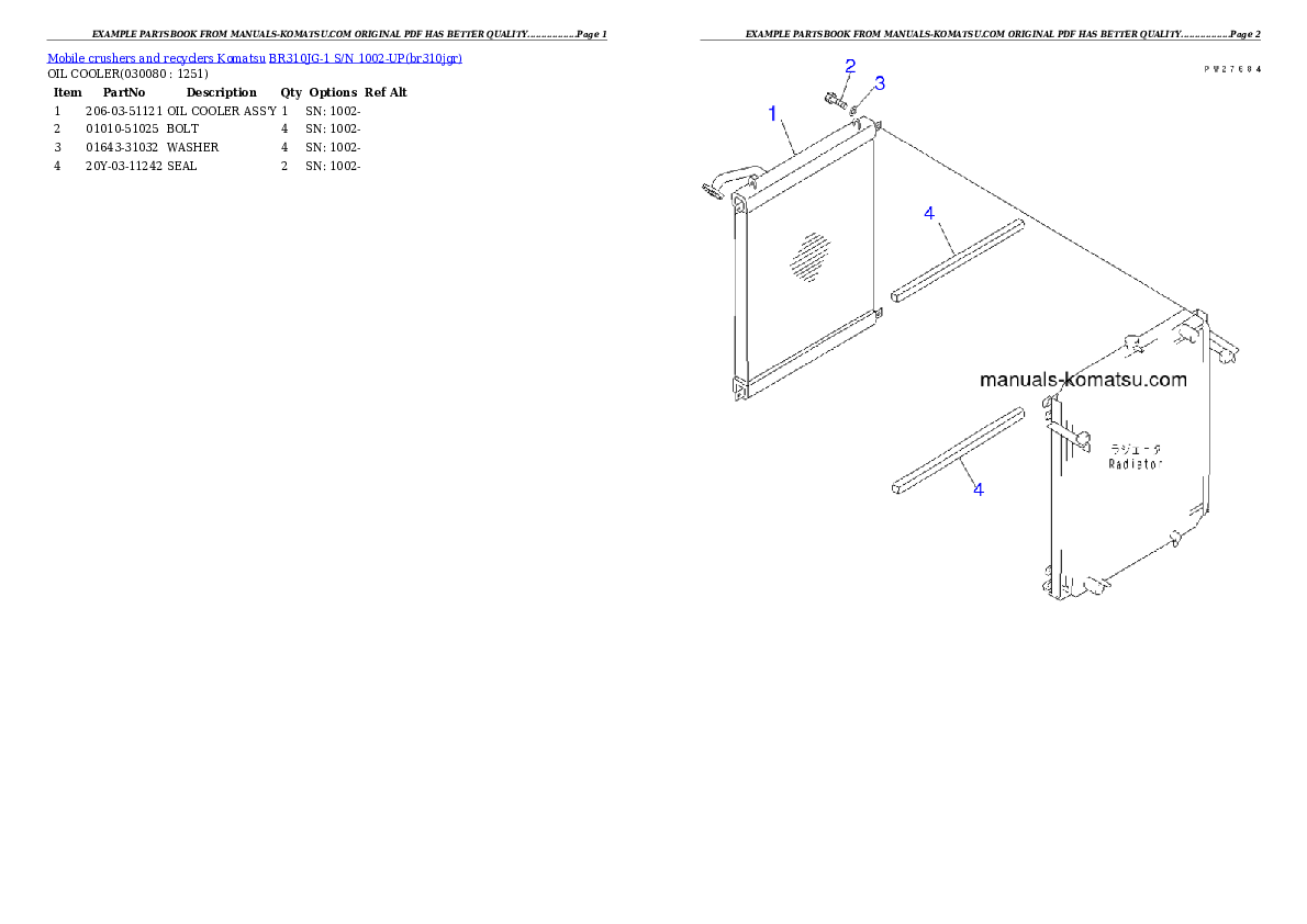 Protected: BR310JG-1 S/N 1002-UP Partsbook