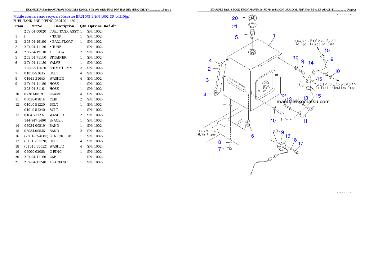 Protected: BR310JG-1 S/N 1002-UP Partsbook