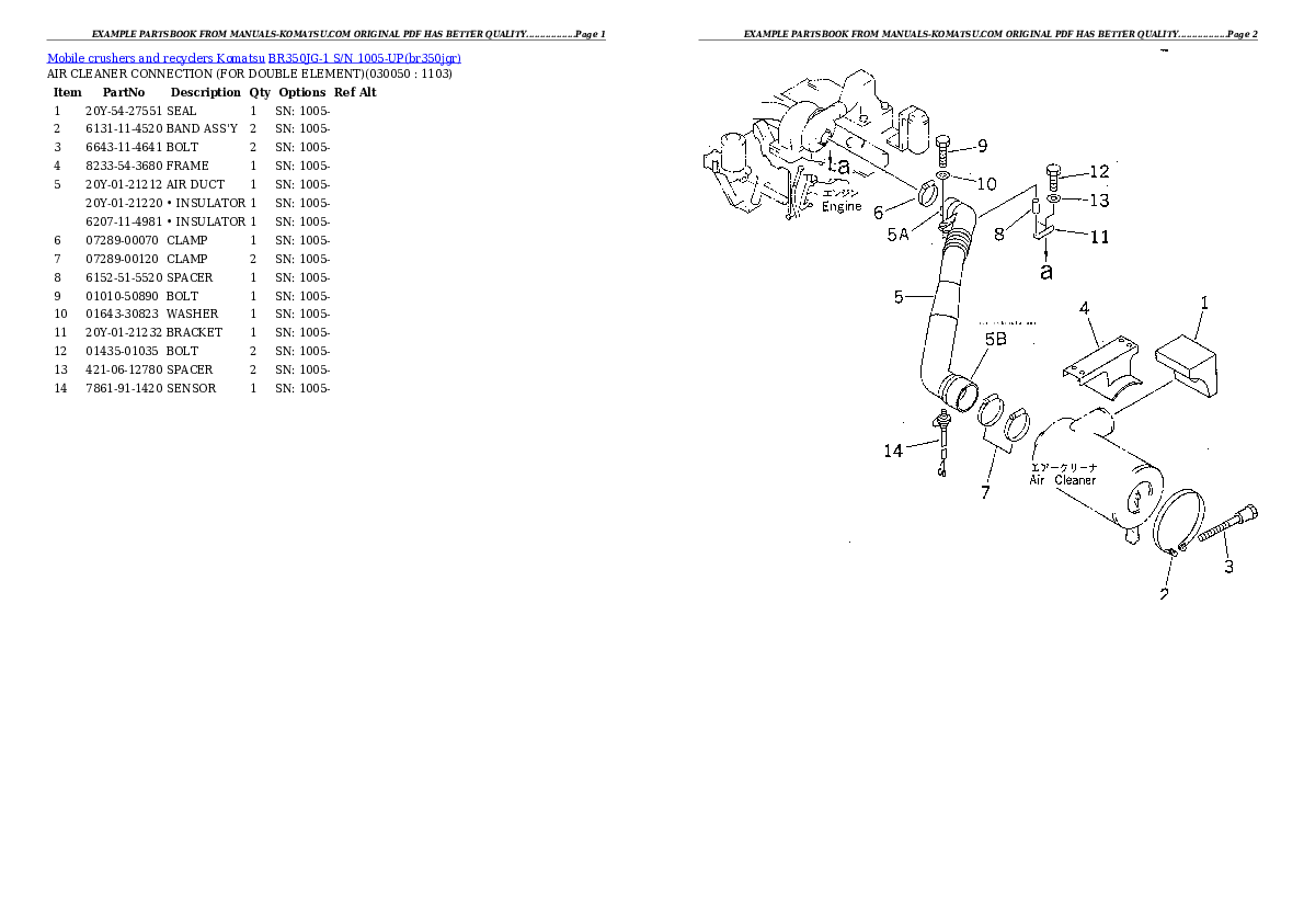 Protected: BR350JG-1 S/N 1005-UP Partsbook